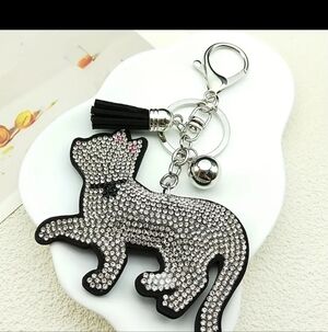 🆕️🐈‍⬛ BLACK RHINESTONE CAT HAND BAG CHARM / KEYCHAIN🐈‍⬛